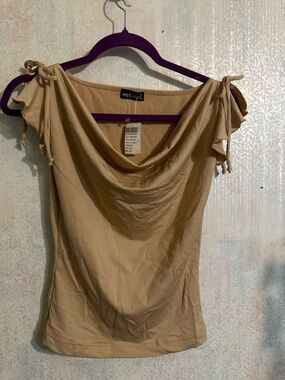 NWT Vintage Wet Seal Beige Cowl Neck Tie-Shoulder Camisole, Sz Medium